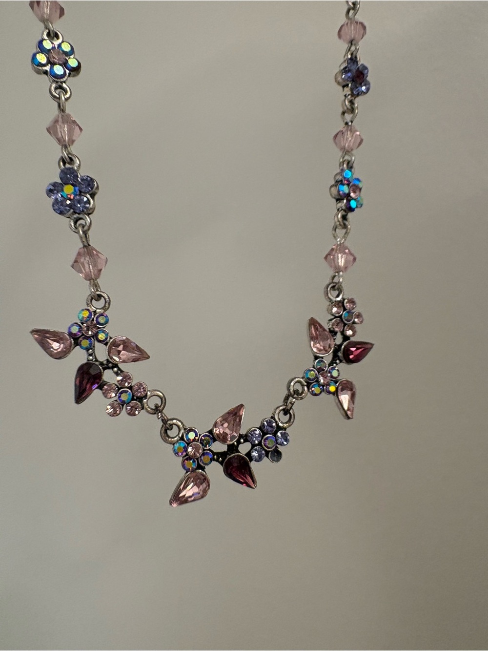 Purple and Silver Gemstone Necklace
